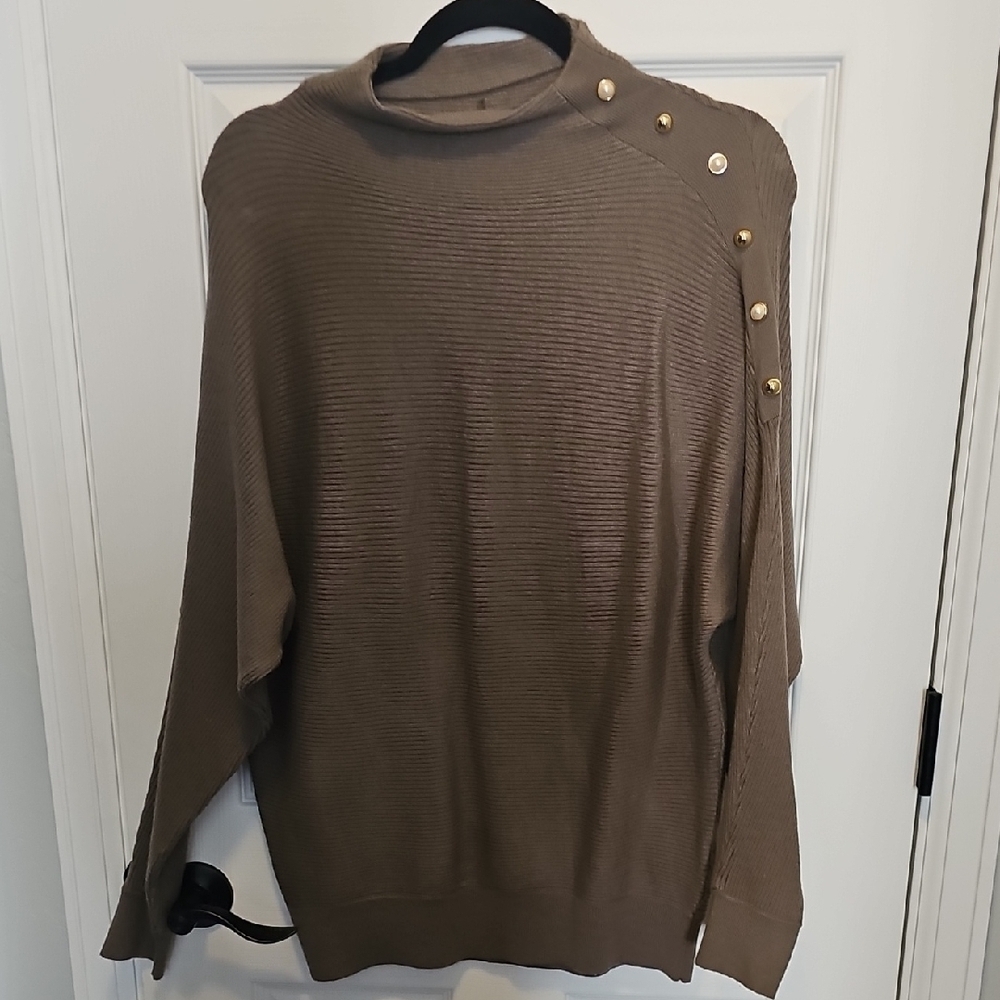 Belldini Green Cowl Neck Sweater with Textured Knit